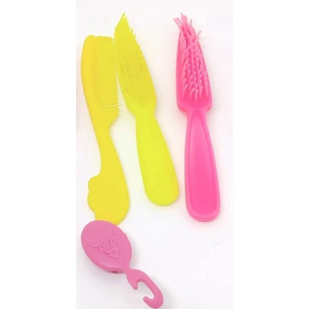 Vintage Barbie 1981 Magic Curl Brush Lot 3 Hair Brushes 1 Comb 1980s Doll Mattel